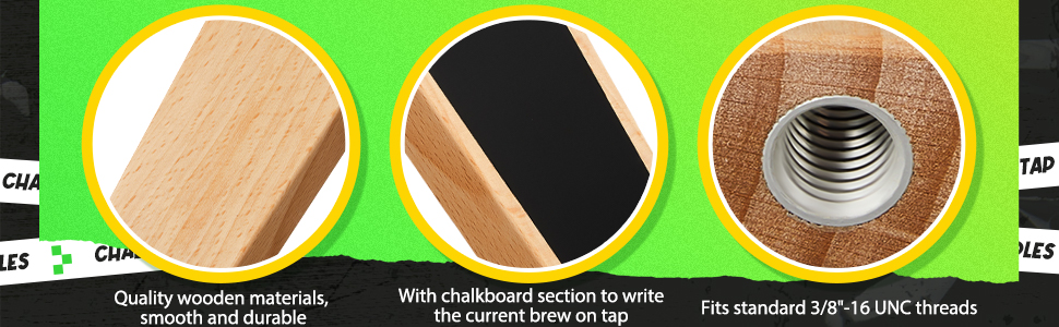 Queekay 12 Pcs Chalkboard Beer Tap Handles Wooden Walnut Keg Tap Handle With Chalk Markers For Bar Taps Handles Gift For Beer Lovers Home Brewers Bars Restaurant Wedding (Oak