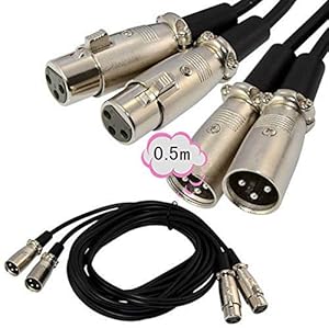 Amazon | 2*XLRメス to 2*XLR オスケーブル、TRSステレオオスXLR