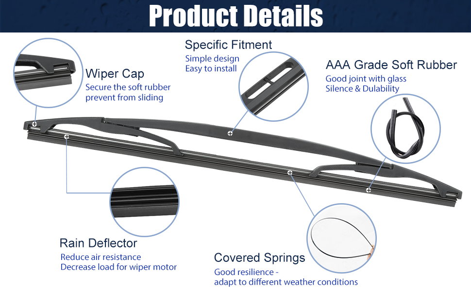 X AUTOHAUX Rear Windshield Wiper Blade Arm Set for Buick