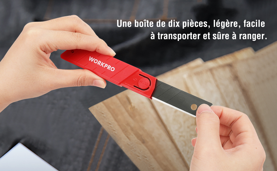 WORKPRO Lot De 100 Lames De Cutter 18mm, Lames Sécables En SK5 Avec Distributeur, Épaisseur: 0,5mm, Longeur: 100mm 13 1