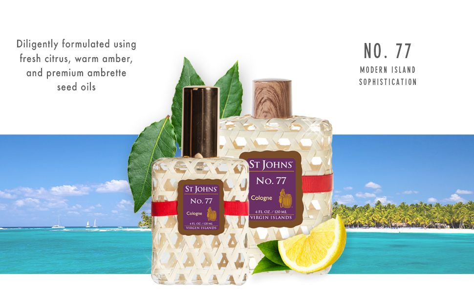St Johns, Cologne, No77, Caribbean, Lime, Bergamont, Citrus, Aftershave, Men