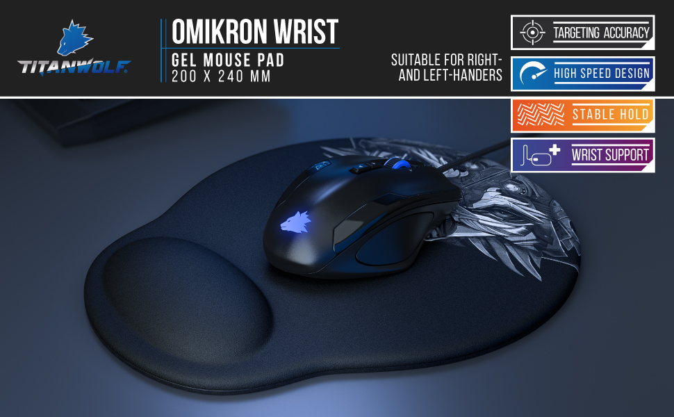 TITANWOLF Large Mouse Pad with wrist rest Mouse Mat with gel pad