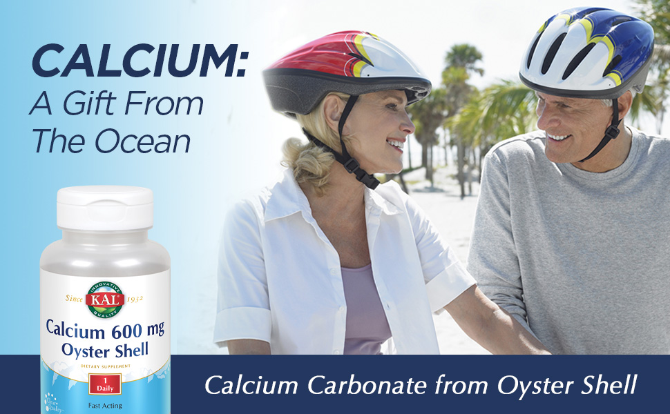 KAL Calcium Oyster Shell Tablets, 600 mg, 100 Count Health & Household