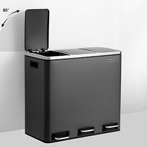 Poubelle Tri Sélectif 3 Bacs, 3 X 18L, Poubelle 3 Compartiments, Couvercle à Fermeture Lente, Avec Seaux Intérieurs Et Poignées, Pour Cuisine, Noir LTB54BK Par SONGMICS 14 LTB54BK