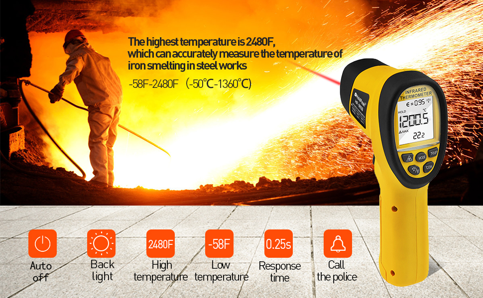 HOLDPEAK Digital Infrared Thermometer HP985B Dual Laser Thermometer