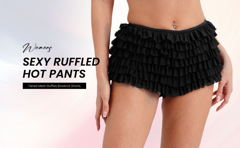 Women's Lolita Bloomers Ruffle Pumpkin Pants Security Shorts Pant Cute Layered Bottoms