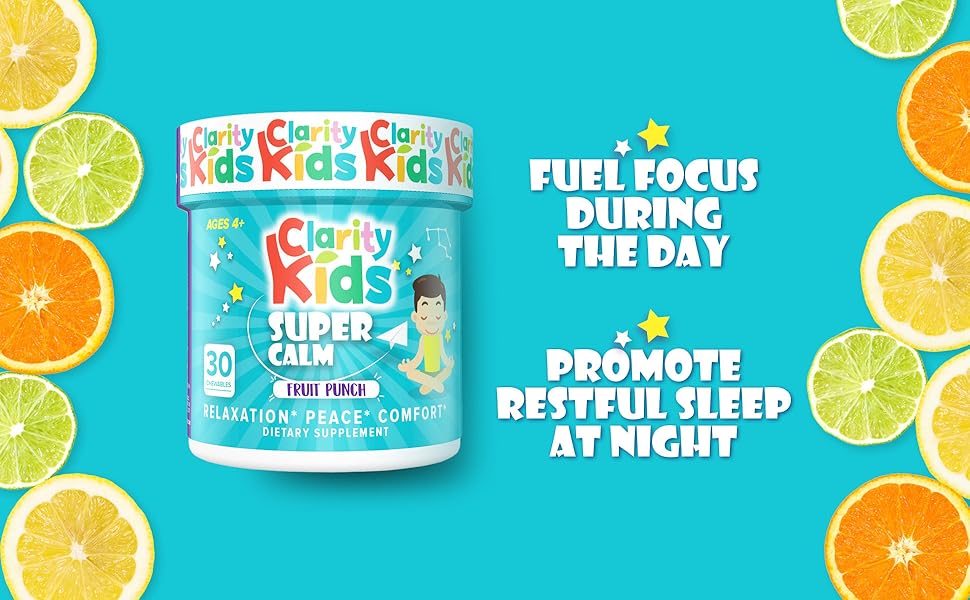 Clarity Kids Super Calm (30 Chewables), A Magnesium Chewable for Comfort, Calm Kids