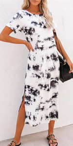 Tie Dye Casual Long Dresses