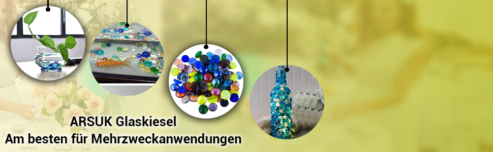 transparente Kieselsteine, Glas, hitzebeständig, feuerfest, Kristall, glatt poliert.