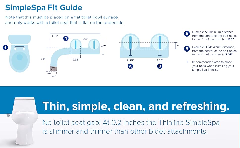 Brondell Bidet Thinline SimpleSpa SS150 Fresh Water Spray Non