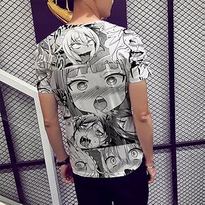 Amazon アヘ顔 T Shirt 半袖 メンズ カットソー Ahegao アニメ ユニセックス パロディアニメ 二次元 個性的 カジュアル ヴィジュアル系 夏 男女兼用 ファッション 3dプリント インパクト Tシャツ カットソー 通販