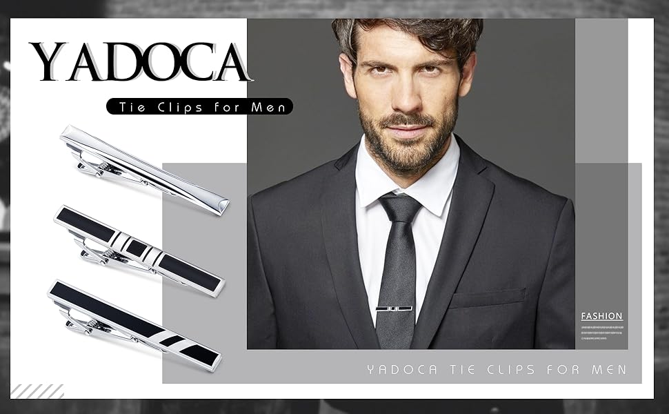 YADOCA 3 Pcs Tie Clips for Men Tie Bar Set Necktie Clips