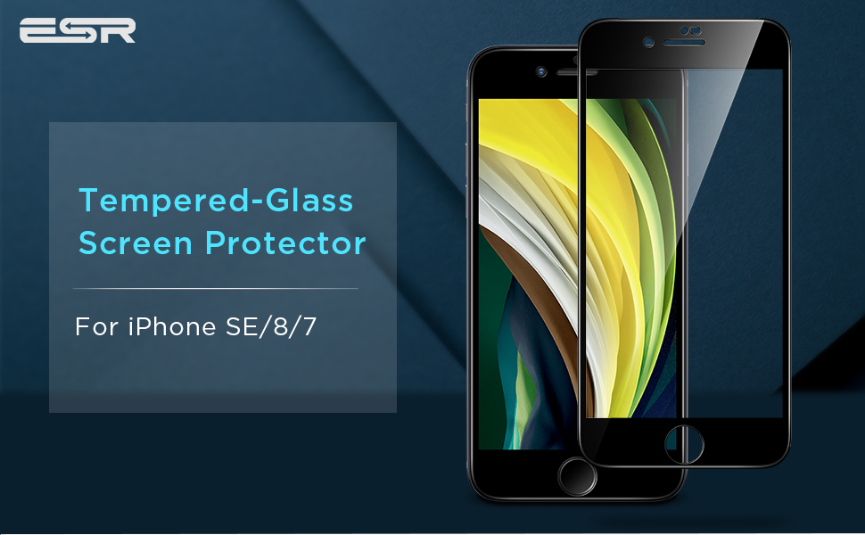 ESR iPhone SE 2020/8/7/6/6s Screen Protector (2 Pack), [3D Curved Glass
