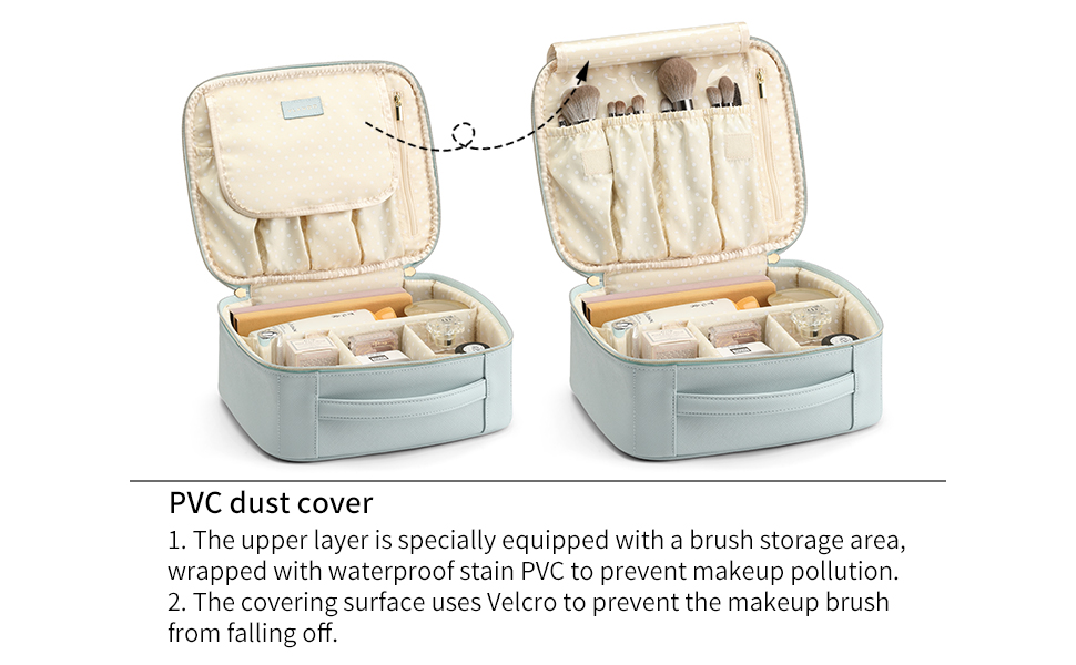 Vlando Travel Makeup Bag Leather Make up Cosmetic Case