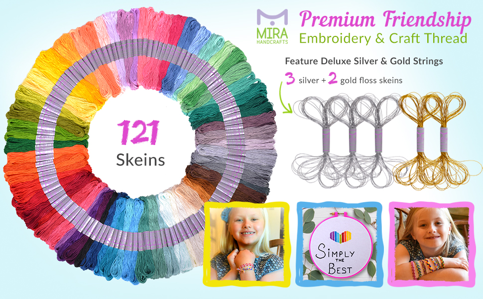 Premium 126 Piece Embroidery Floss and Friendship Bracelet Making Kit DMC Color