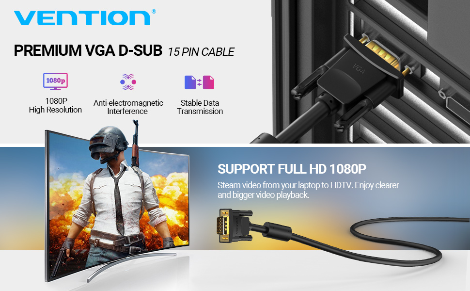 VGA Cable 3FT/1M, VENTION VGA to VGA Computer Monitor Cable with