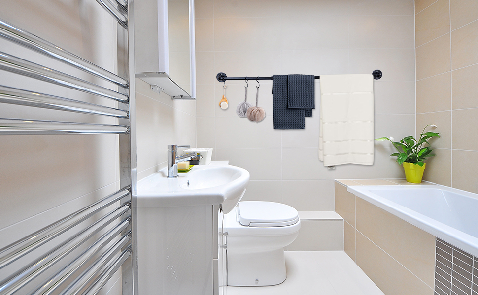 Toallero Tubular Estilo Retro, Toalleros de Baño Pared, 128 ...