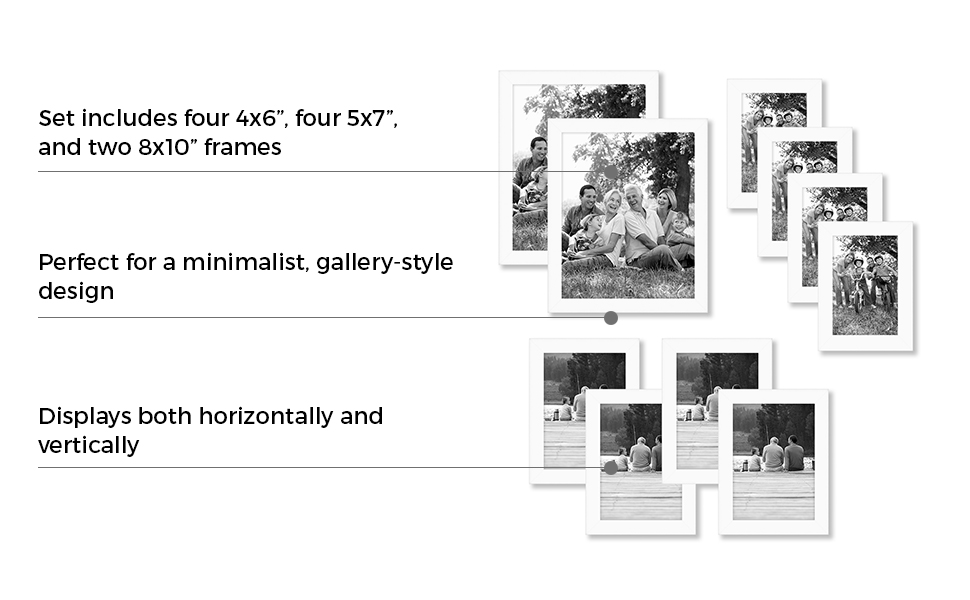 Americanflat 10 Piece Black Gallery Wall Picture Frame Set with 8x10, 5x7, and 4x6