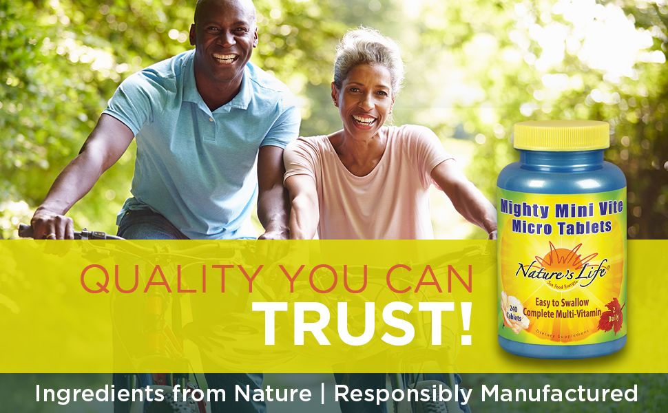 Nature's Life Mighty Mini Vite Complete Daily Multivitamin No Iodine or Iron Easy to Swallow 240