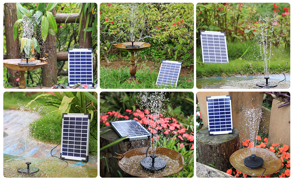 AISITIN 5.5W Solar Fountain Pump Backup Solar Floating Water Fountain