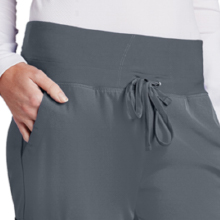 High knit, all-around elastic waistband shown on Barco One 5206 women's scrub set