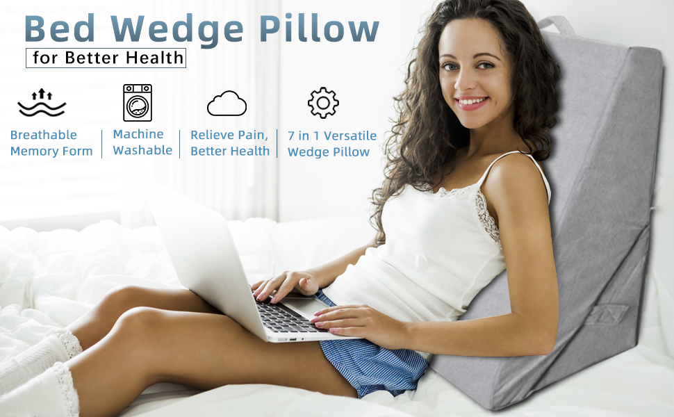 Bed Wedge Pillow, Adjustable 9 &12 Inch Wedge Pillow for