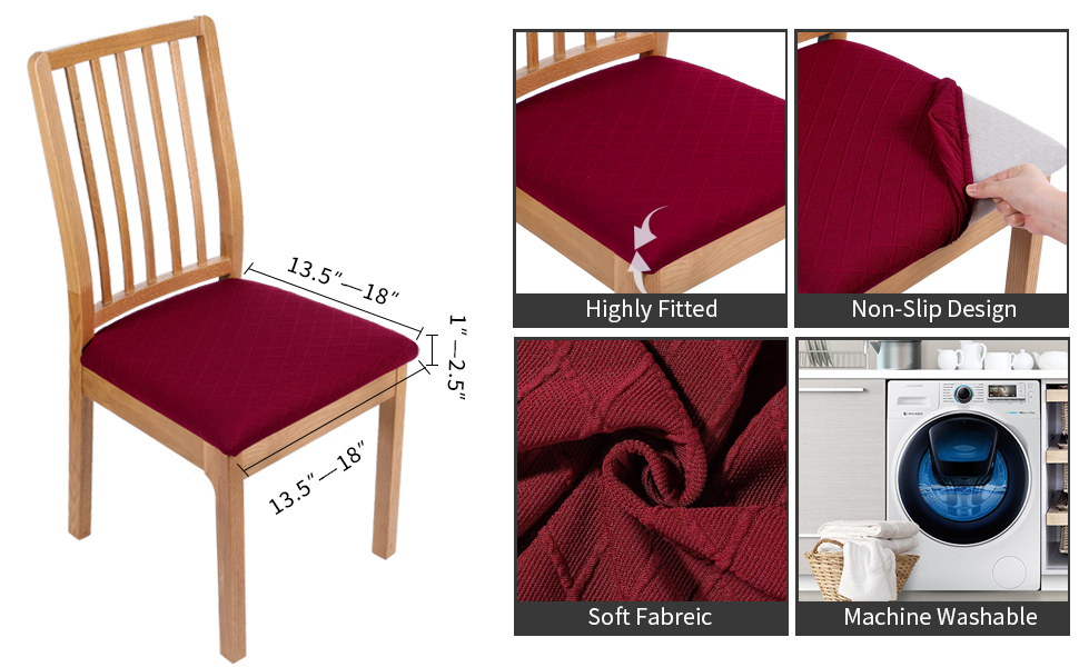 smiry Seat Covers for Dining Room Chairs Stretch Checkered