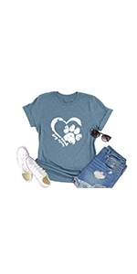 Women Dog Mom T-Shirt Casual Short Sleeve Dog Lover Funny Animal Graphic Tee Tops 