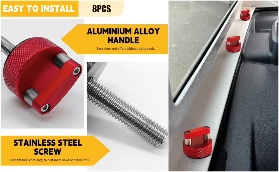 Hard Top Quick Removal Fastener Thumb Screw, 8PCS M8 1.25