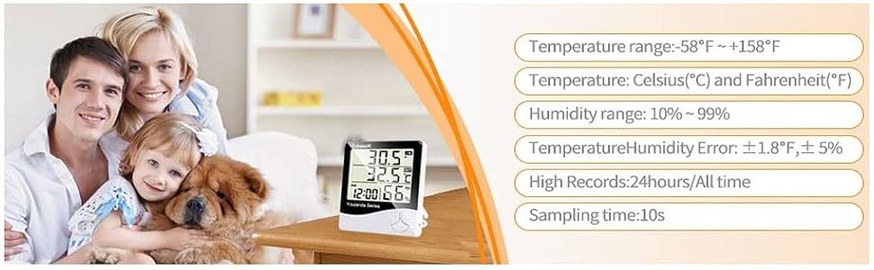Digital Thermometer for both indoor and outdoor, can be switched to display Celsius temperature.