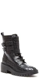 combat boot buckles croco black