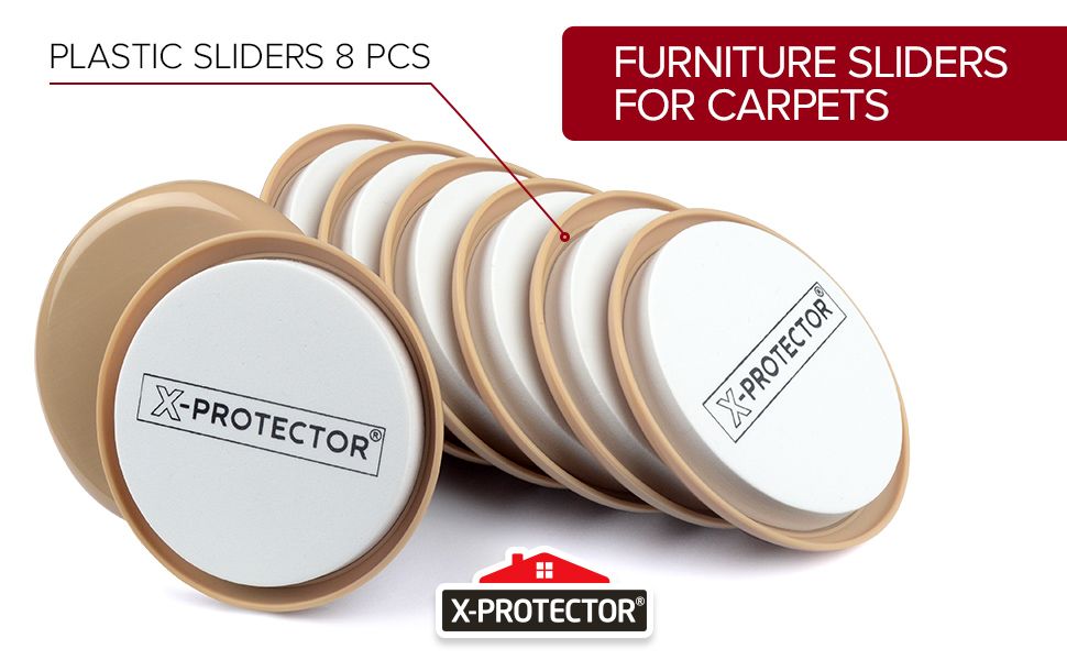 Furniture Sliders for Carpet 8 pcs 9cm XPROTECTOR Moving Pads