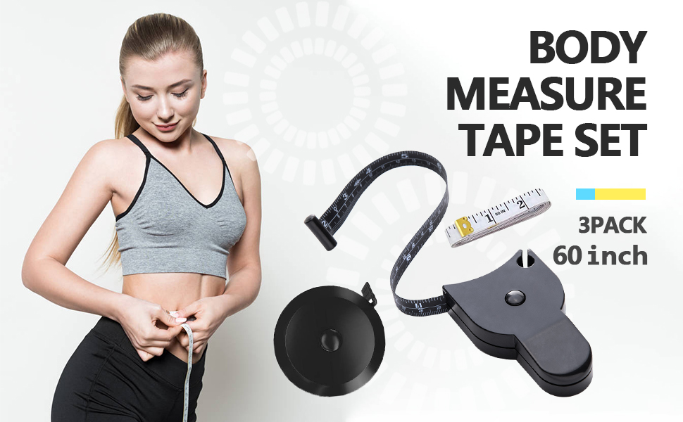 Body Measuring Tape, Tape Measure for Body Measuring, Retractable Body Measurement Soft Cloth Fabric Tape Kit for Weight Loss, Lock Pin and Push Button, 60 inch/150cm 9 Measuring Tape for Body