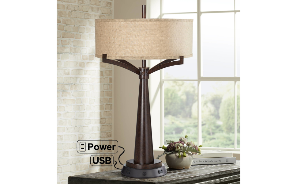Franklin Iron Works Tremont Modern Farmhouse Table Lamp with USB