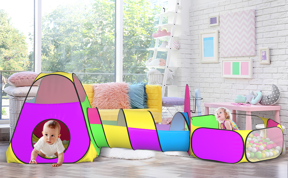 wilwolfer 5pc Kids Play Tent for Toddler with 1 Baby Ball