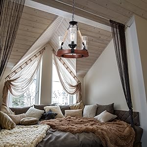 3 Lights Rustic Chandelier for Dining Room country style