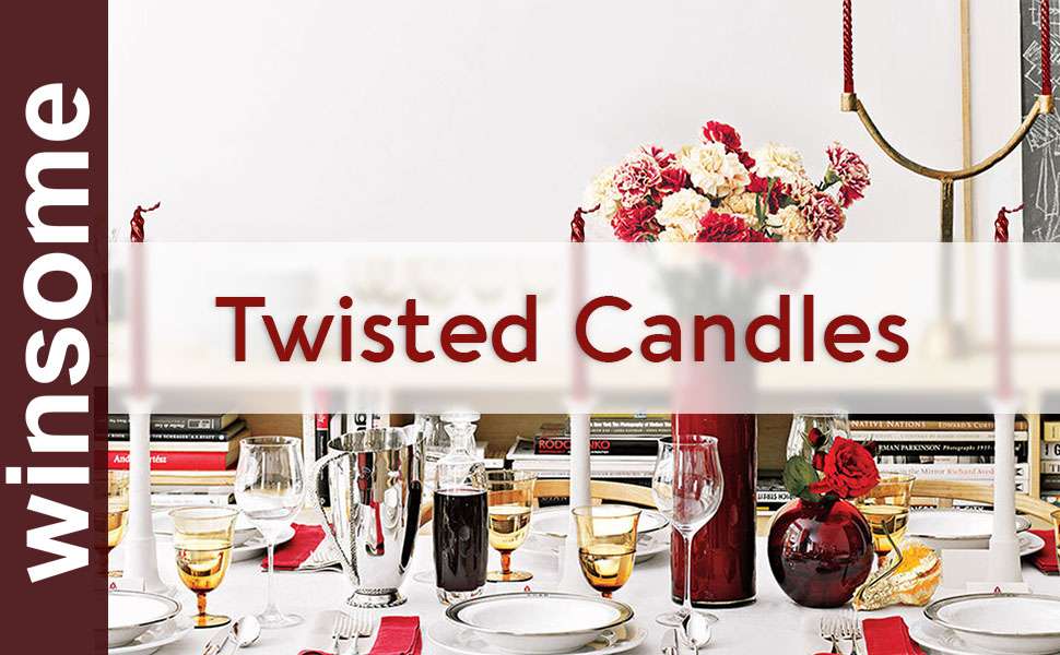 4 Pack Set Twisted Spiral Taper Wax Candle Dinner Party Long Large