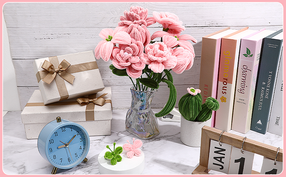 Amazon.co.jp: JANLOFO モールフラワー モール 花 ピンク150本