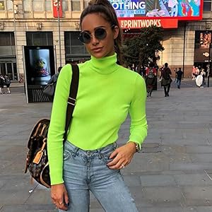 トップス Neon Amazon | [reawake] ネオンカラー リブ ニット 長袖 トップス