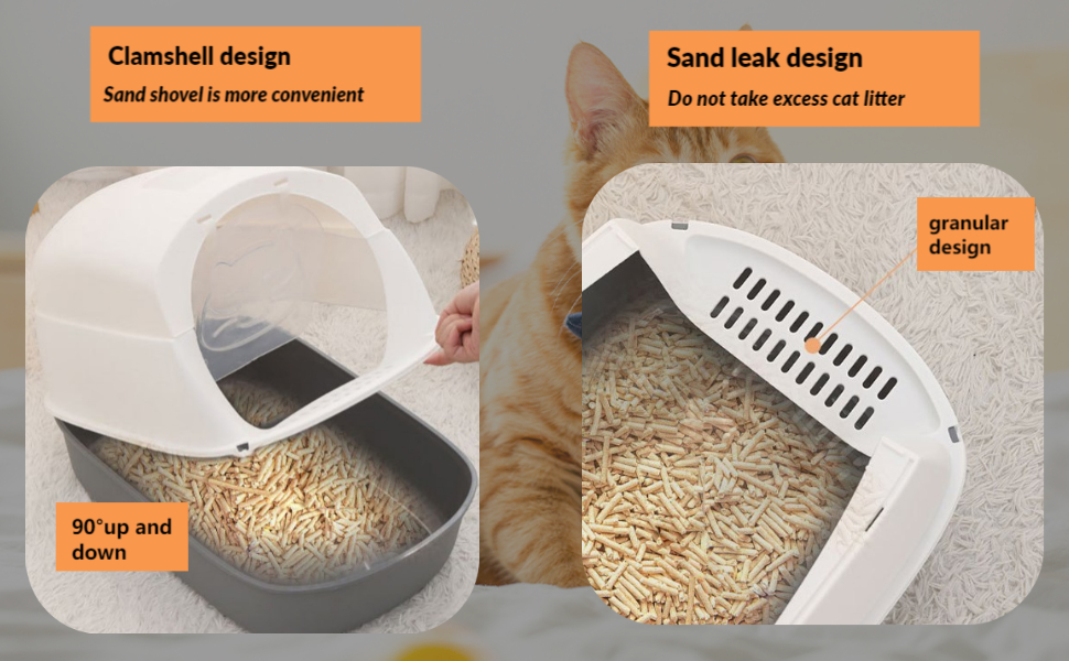 Bothyi Hooded Cat Litter Box Pet Litter Tray Enclosed Cat Toilet Reusable Pet