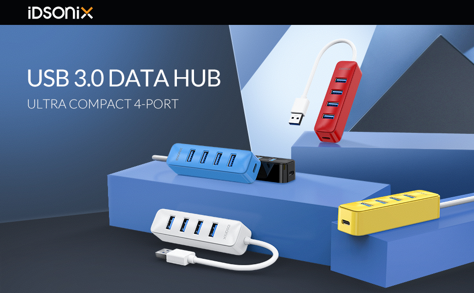 iDsonix USB hub, 4Port USB Hub 3.0, 5Gbps HighSpeed Data Transmission