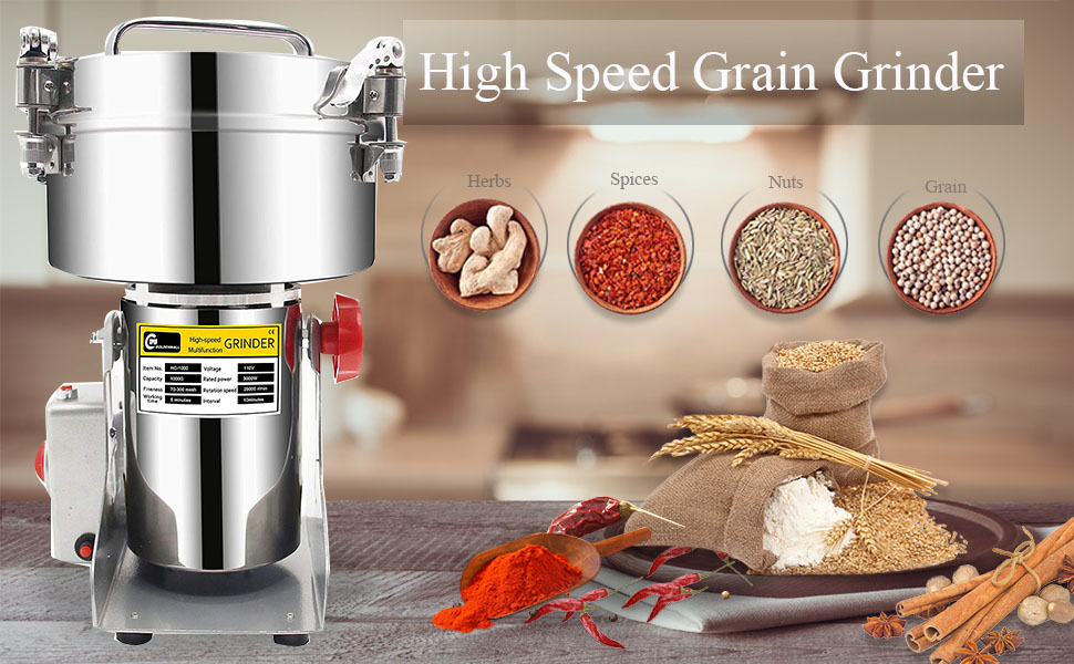 CGOLDENWALL 1500g Stainless Steel Highspeed Grinder Mill