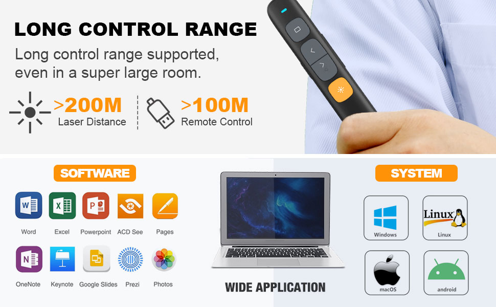 NORWII N29 Wireless Presenter with 300 FT Long Range, 2