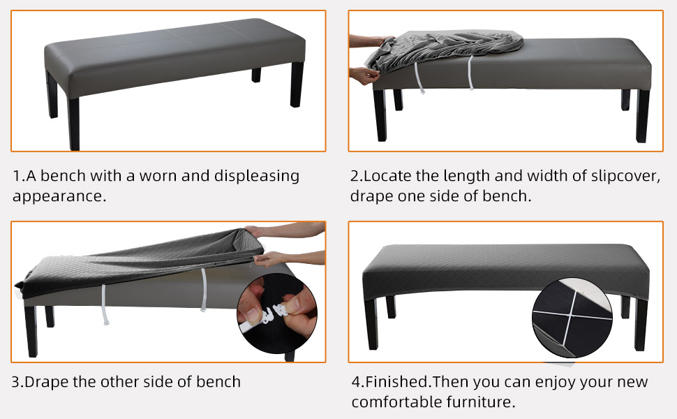 YISUN Jacquard Dining Room Bench Covers Super Stretch Spandex