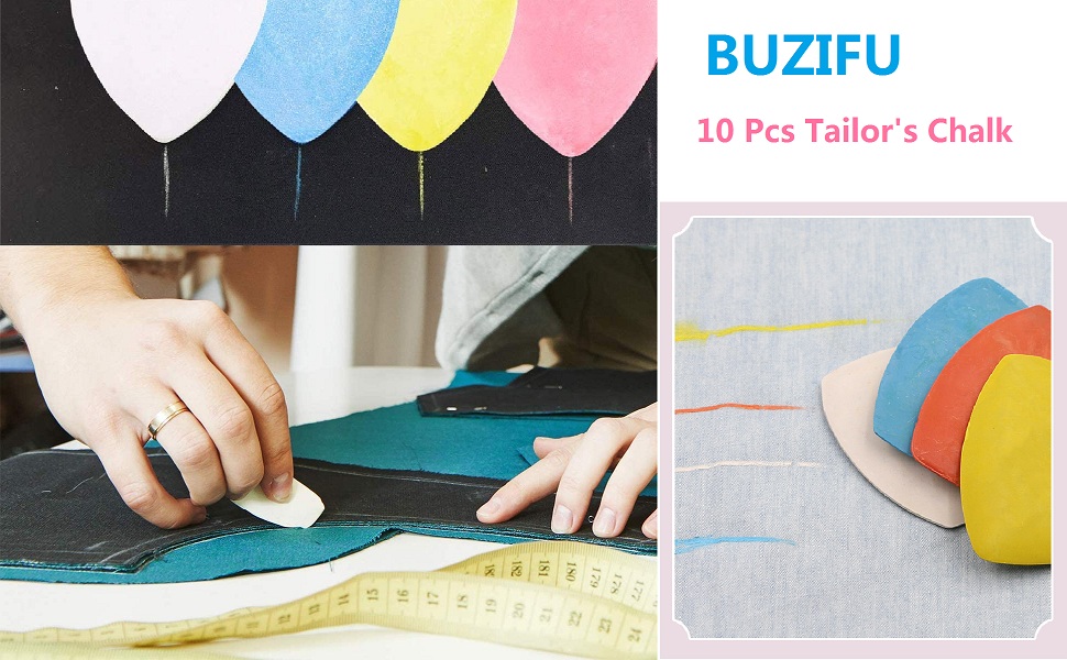 BUZIFU 10 Pcs Tailor's Chalk Sewing Chalk Triangle Chalks Fabric Marker