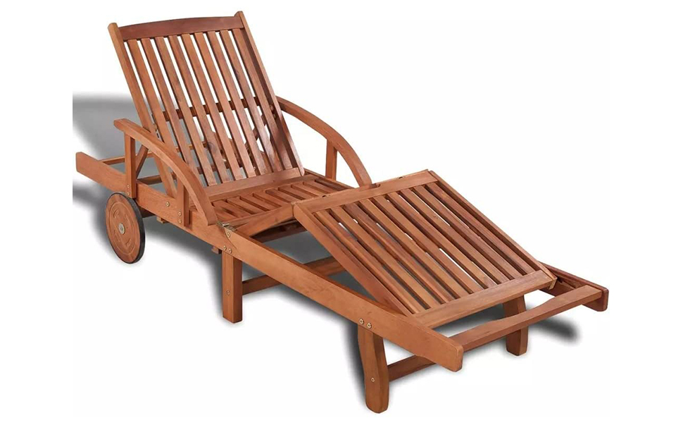Festnight Outdoor Patio Chaise Lounge Chairs with 2 Wheels