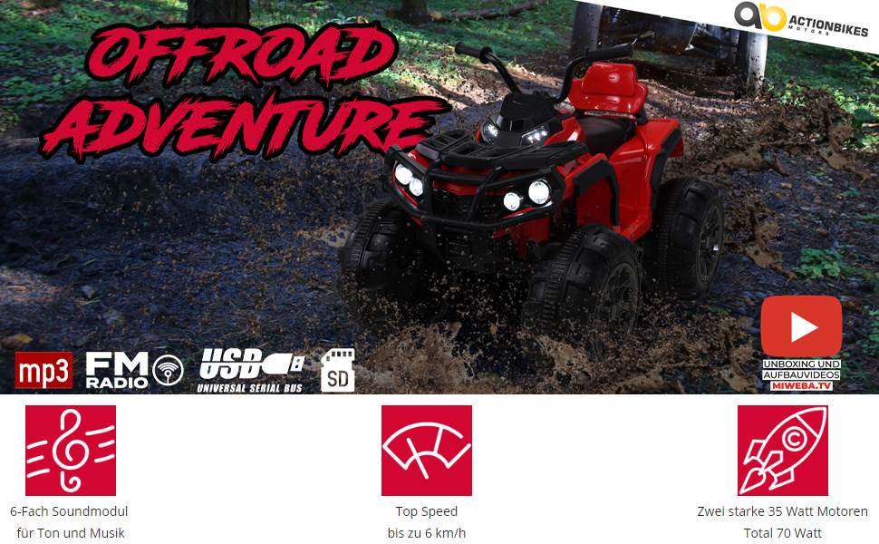 Kinder, Elektro, Quad, Bumper, Offroad, actionbikes, motors