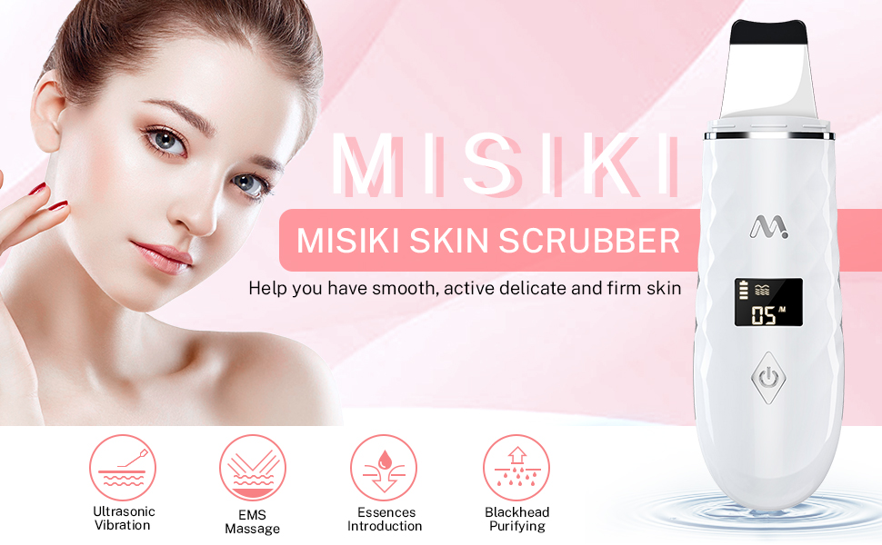 Misiki Facial Skin Scrubber Face Skin Spatula, EMS Ion Face Massager