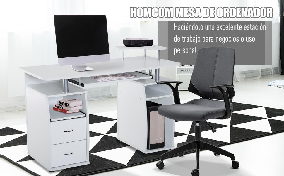 HOMCOM Mesa de Ordenador PC Escritorio de Oficina para Hogar Oficina