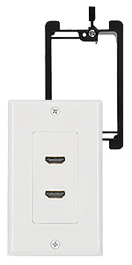 hdmi double wall plate white with bracket